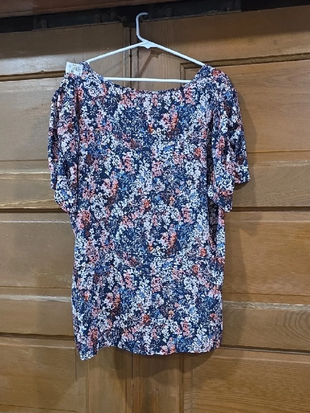 Maurices Navy Floral Tee with Pink, White & Coral Blooms - Picture 7 of 8